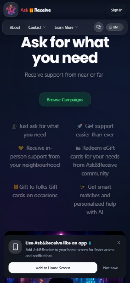 Uniserve App Main View